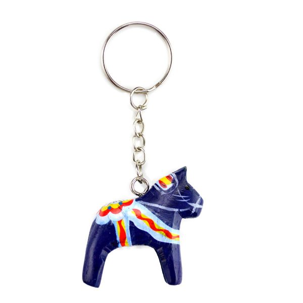 Blue Swedish Dala Horse Keychain - Image 2