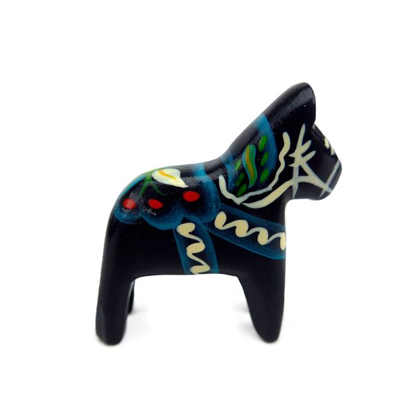 Black Swedish Dala Horse Wooden Figurine - Image 4
