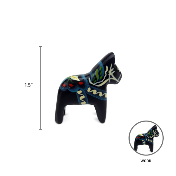 Black Swedish Dala Horse Wooden Figurine - Image 5