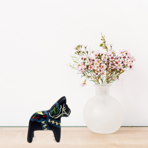 Black Swedish Dala Horse Wooden Figurine - Image 6