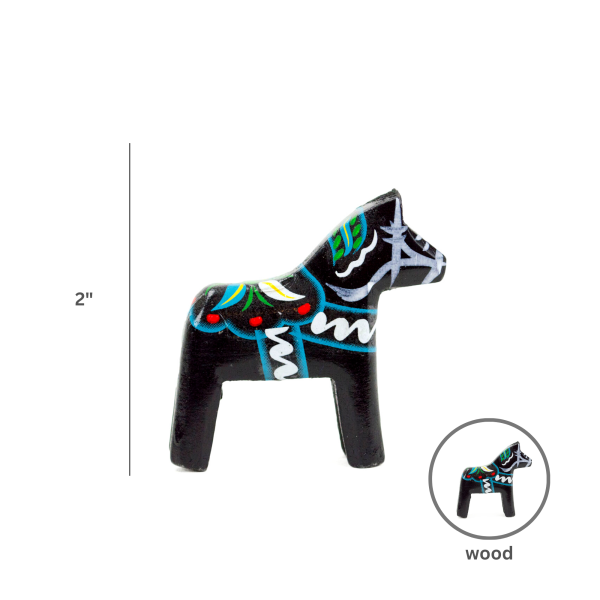 Black Swedish Dala Horse Wooden Figurine - Image 8