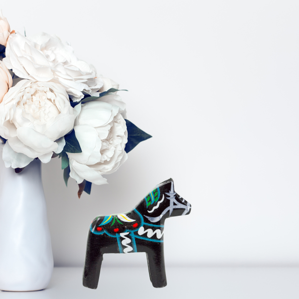 Black Swedish Dala Horse Wooden Figurine - Image 9