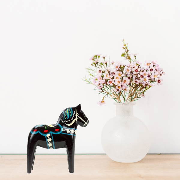 Black Swedish Dala Horse Wooden Figurine - Image 11